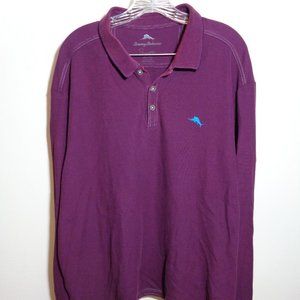 Tommy Bahama Maroon Long-Sleeve 3-Button Polo XXL